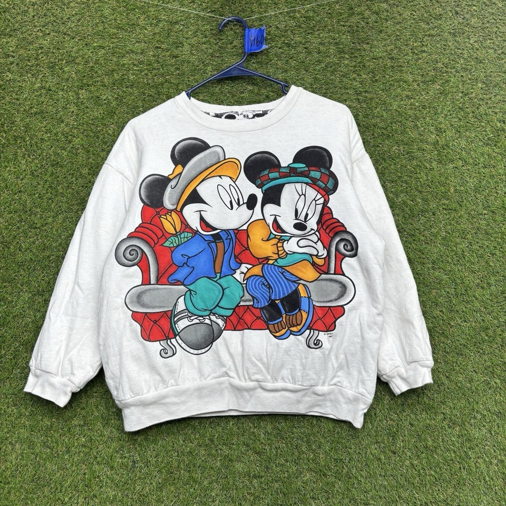 Vintage Mickey Mouse Sweatshirt Womens Small Reversable Unlimited Crew Minnie
